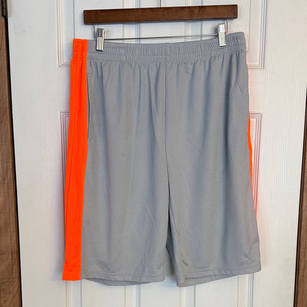 Men's Athletic Shorts in Gray with Orange Stripe